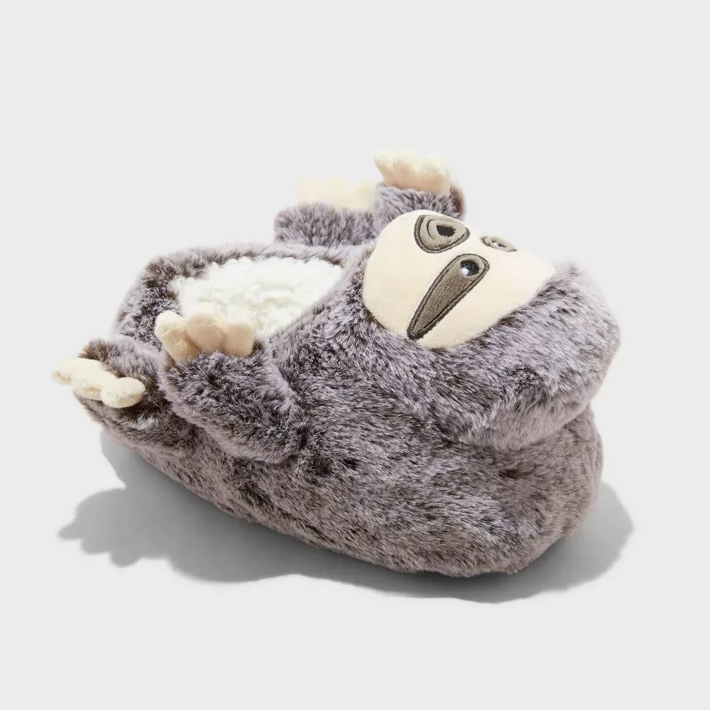 Boys' Gray Sloth Loafer Slippers Cat & Jack Size 4/5 New With Tags